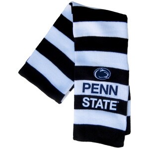 navy and white rugby striped scarf with Athletic Logo and Penn State